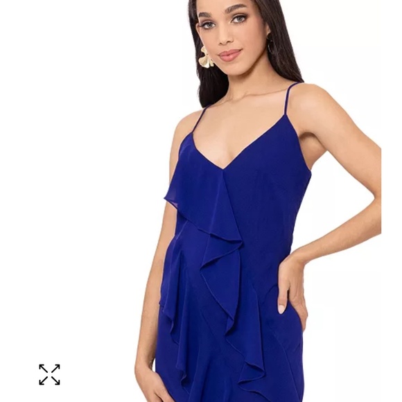 Betsy & Adam Women's Ruffle-Trim Spaghetti-Strap Gown - Picture 3 of 17